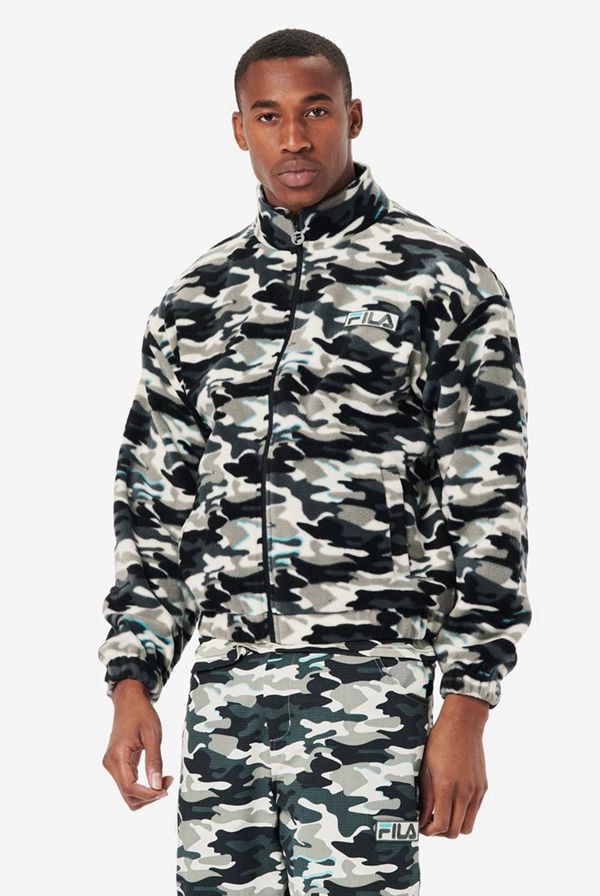 Jaquetas Fila Homem Pretas/Azuis Turquesa - Fila Frantry Camo Sherpa Portugal Lojas,DUIY-81490